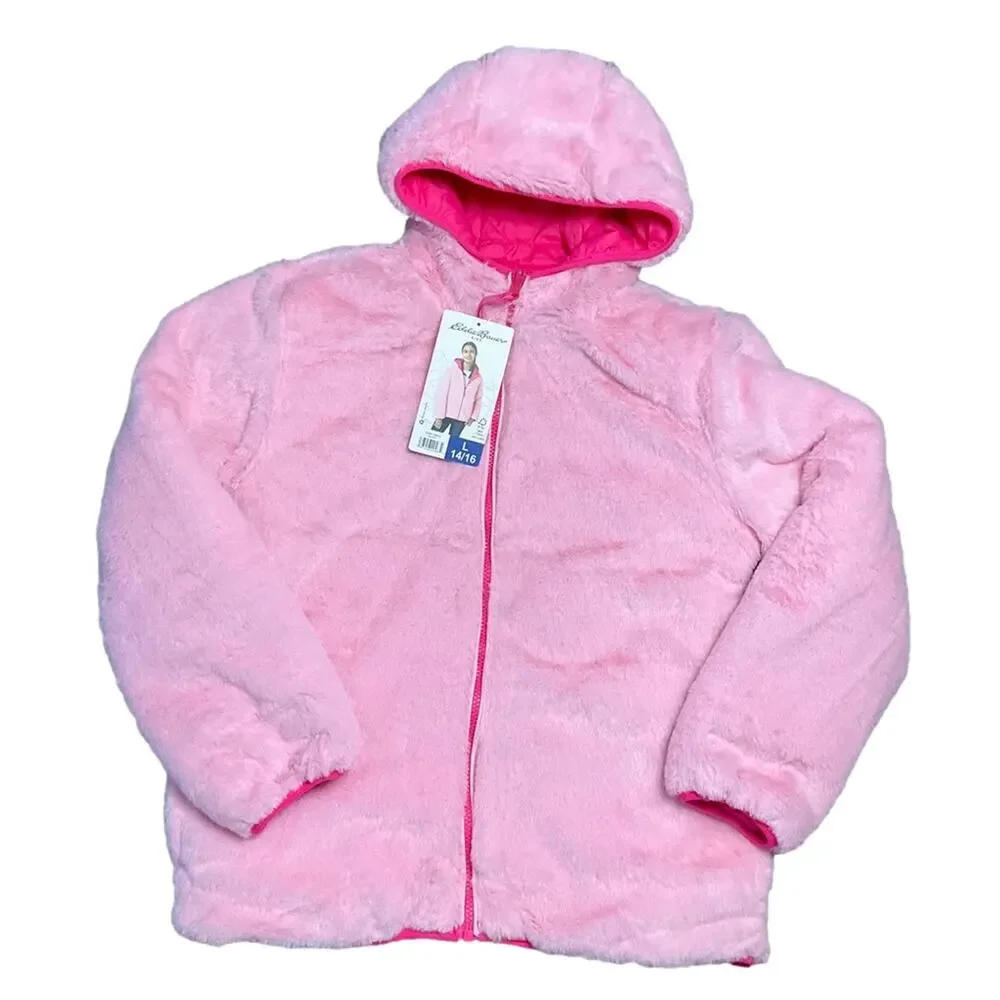 Eddie Bauer Girls Jacket Reversible Magenta Size Large NWT